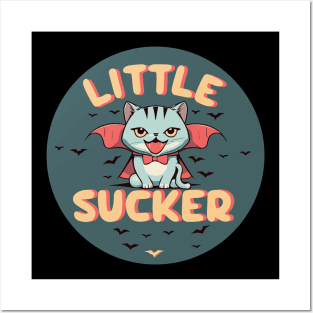 cute dracula cat - little sucker Posters and Art